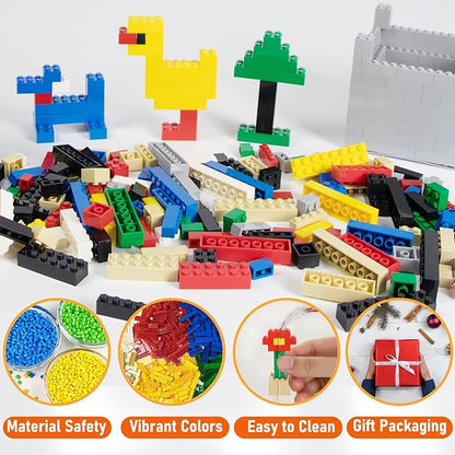 1008 Pieces Classic Building Blocks Bulk with 2 Baseplates, Building Bricks in 7 Size and 8 Color, Compatible with All Major Bricks, for Kids & MOC Lovers