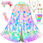 Princess Dress Up Toys Princess Dress Up Clothes Rainbow Mermaid Cape Kit 9 Pcs Gift Set for Little Girls 3-8 Years