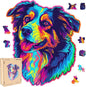 Australian Shepherd Dogs Wooden Puzzle 500 Pieces Stained Colorful Art Painting Jigsaw Puzzle for Adults, Birthday Mother's Father's Day Christmas for Family Game (14.9 * 17.1 in)