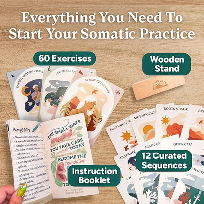 Better Days Somatic Therapy Exercises – 60 Techniques to Soothe Stress, Reconnect with Your Body, and Find Comfort – 3.5” x 5” Cards and Guidebook – Breathwork, Mindfulness, and Gentle Movements
