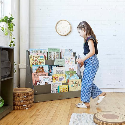 ECR4Kids Single-Sided Book Display, Classroom Bookshelf, Grey Wash