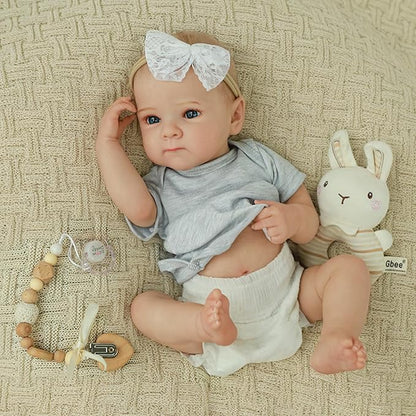 WOOROY Realistic Reborn Baby Dolls - 20 Inch Lifelike Silicone Baby Girl with Full Vinyl Body, Real Life Newborn Baby Doll Gifts Toy with Accessories for Kids 3+