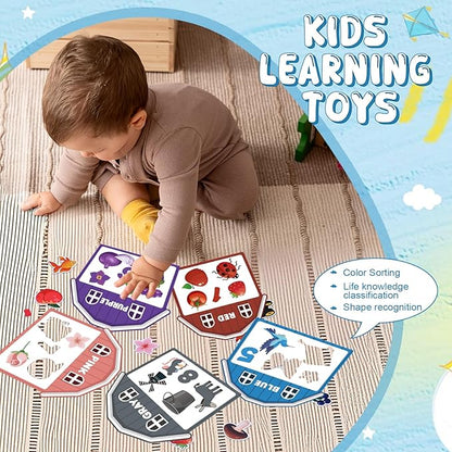 10Pcs Magnetic Color Sorting Toys 60 Toddler Magnets for Refrigerator, Cute Farm Animal Fridge Magnets for Early Education Toddler Color Sorting Learning Activities