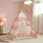 Teepee Tent for Kids with Padded Mat, Lights, and Carry Bag, Washable Playhouse for Indoor Use, Ideal Play Tent for Girls and Boys, Stripe Pink
