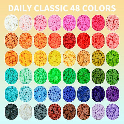 Friendship Bracelet Kit, 14,000pcs 48 Colors Bracelet Making Kit Clay Beads with Number Letter Bead Set Concert Merch Arts and Crafts Gifts for Kids Teen Girls Jewelry Making Supplies Bracelet Maker1