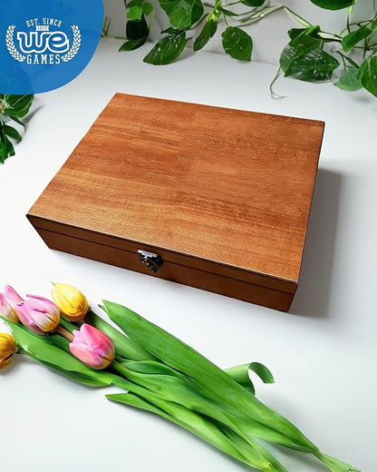 WE Games Old World Wooden Box with Brass Latch – Vintage-Style Wooden Keepsake Box for Jewelry & Trinket Storage, Walnut Finish