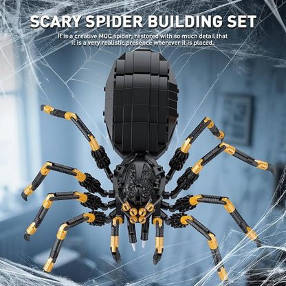 HIGH GODO Wild Animals Spider Building Set, Magic Animal Black Spider Model Kit, Horror Halloween Spiders Toy for Kids Adults 8+ (445PCS)