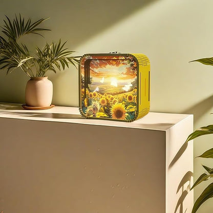 3D Wooden Puzzle Night Light,DIY Craft for Adults with Touch Night Light, Chrismas, New Year, for Teen, Desk Decor for DIY Puzzle Lovers, Men and Women (Sunflower)
