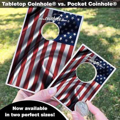 Coinhole Desktop Coin Bouncing Party Game Set | Tabletop Cornhole Board Game | Small Cornhole Travel Game Includes Coins