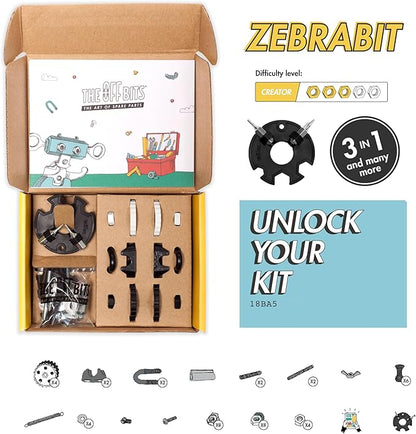 The Off Bits Erector Set: Animal Mini STEM Toys for Kids 6+, Toy Building Sets with Nuts & Bolts, STEM Building Toys Gifts for Boys and Girls (Black Zebra)
