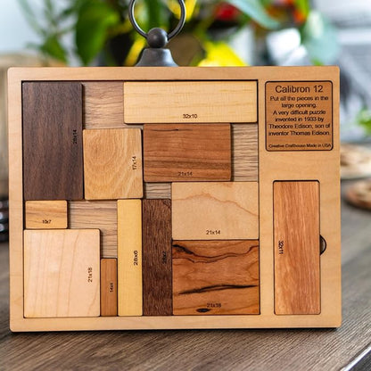 Creative Crafthouse Calibron 12 - Impossible 12 Piece Wooden Brain Teaser for Adults - Very Difficult Wood Puzzle - Made in USA