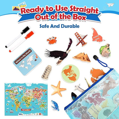 Toys for 3-8, Geography Busy Book Sensory Toys for Boys 3-6 Educational Toy for Kids Boy 4-9 Preschool Learning Activities Homeschool Birthday Gift for Girls and Boys Ages 5-7