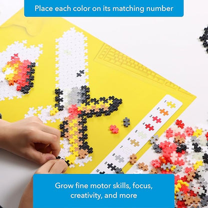 PLUS PLUS Puzzle by Number, 250 Piece Mini Interlocking Hashtag Color Blocks, 3D Pixel Art Kit for Kids - Adventure