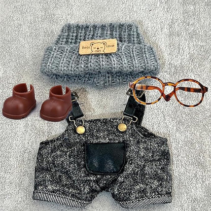 Clothes Set for Labubu 17cm Doll(NO Doll) , Handcrafted Crochet Set Hat & Jumpsuit, Stylish Premium for Labubu Outfit with Accessories, Cute for Dress up Unique Style