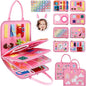 Busy Board for Toddlers, Sensory Board Travel Toys Gifts for 1 2 3 4 Year Old Girls Boys, Montessori Toys to Learn Fine Motor Skills, Educational Activities Busy Book for Airplane Car (Pink)