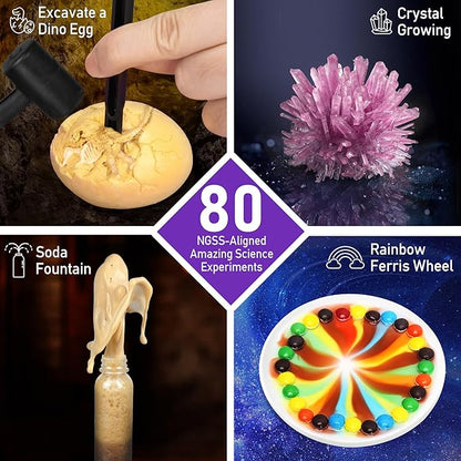 BenBen Science Kits for Kids Age 8-12, 80 Experiments Educational Toy, STEM Toys for 6 7 8 Year Old Boys Girls Birthday Gift, Volcano Science Kit, Chemistry Set for Homeschooling