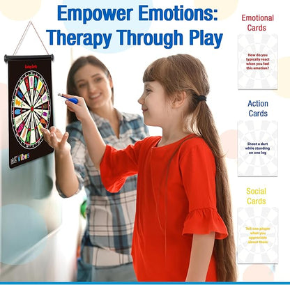 Vibes: Therapy Toys & Therapy Games for Teens & Kids | 2-in-1 Feelings Dartboard Games | Anger Management Tool for Emotional Intelligence & Social Skills | for Therapists, Social Workers & Teachers