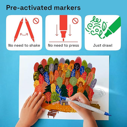 ARTISTRO 36 Dual Tip Brush + Fine Acrylic Paint Pens Ideal for Calligraphy - Paint Markers for Fabric, Rock, Glass, DIY - Stocking Stuffers, Christmas Gift Idea for Teens, Grandkids, Kids