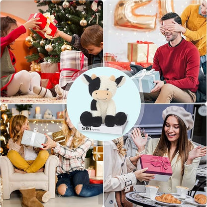 CHELEI2019 9" Cow Stuffed Animal Plush Soft Christmas Cow Plushies Toy for Kids,Girls