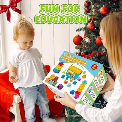 Montessori Baby Toys for Ages 6–18 Months with Sensory Shape Sorter Matching Game Toy Stacking Ring Soft Building Blocks Developmental Learning Toys for Toddlers 1+ Year Old