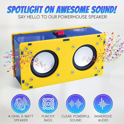 ‌DIY Bluetooth Speaker Kit Build-Your-Own Bluetooth Speaker Kit - Solder-Free STEM Project with Bass Boost, Fun Electronics Learning DIY Gift for Teen Girls and Boys & Adults