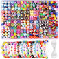 BBita 1000PCS Polymer Clay Beads Bracelet Making kit, 24 Style Cute Fun Beads Flower Animal Rainbow Eye Charms for Jewelry Necklace Earring Making DIY Accessories for Women Girls