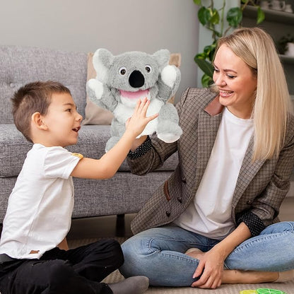 Easfan Koala Hand Puppet with Movable Mouth Interactive Storytelling Cute Soft Plush Toy Creativity and Imagination Easter Christmas Birthday Gifts for Toddlers Kids,10’’