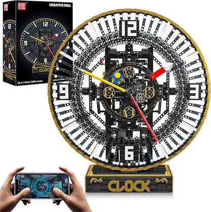 Mould King 10160 Mechanic Grand Clock Building Set, APP Control Real-time Mechanical Gear Rotation, DIY Electric Building Block Clock for Age 14+/Adults Collections Enthusiasts(3675+ PCS)