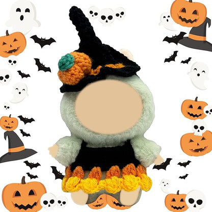 Halloween Clothes for 17cm Doll Outfits, Hat Dress Set for 17cm Dolls, Stylish Adorable Halloween Clothes Accessories (No Doll)