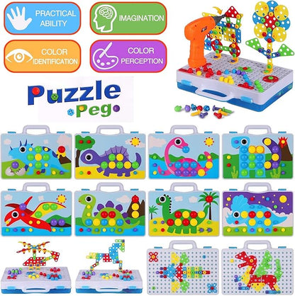 STEM Building Toys for Kids Ages 4-8 | 224-Piece STEM Drill & Build Kit with Screwdriver, Pegboard | Educational Toys for 5+ Year Old Boys Girls | Gift for Birthdays