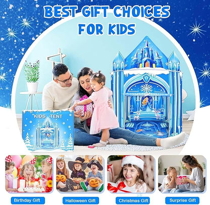Princess Play Tent,Kids Toys for Girls,Ice Castle Kids Tent Indoor and Outdoor, Large Imaginative Playhouse 51" X 40" with Carrying Bag for 3-12 Years Old Girls Gift