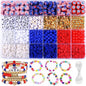 2480pcs President's Independence Day Polymer Clay Beads Charms Friendship Bracelet Necklace Earring Jewelry Making kit, Accessories for Arts Crafts DIY Birthday Gifts for Girls Children American Flag