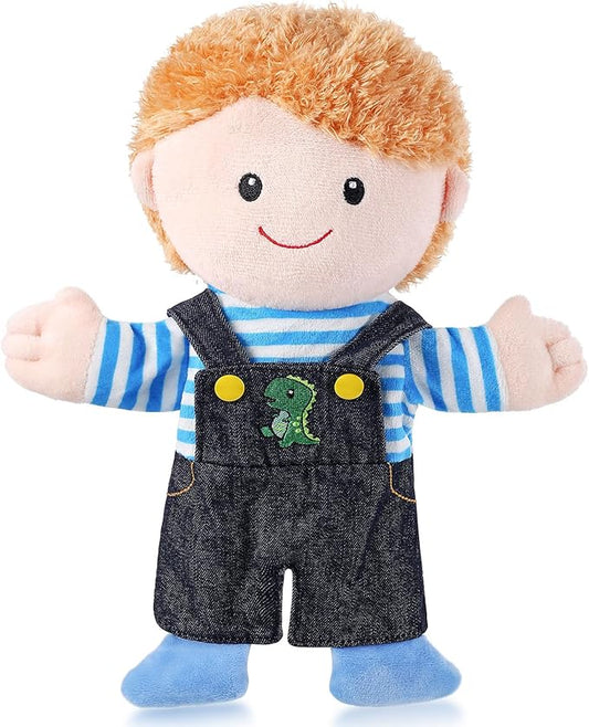 1 Pcs Family Hand Puppets 12 Inch Grandparents, Mom & Dad, Brother & Sister Plush Hand Puppet Toys Role-Play Toy Puppets for Kids Storytelling Imaginative Pretend Play Teaching Preschool(Brother A)