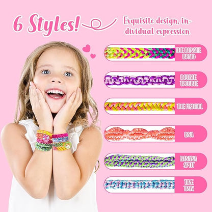 GIRLINK Kids Bracelet Making Kit - DIY String Bracelet Craft with Colorful Strings & Clasps | Safe Jewelry Maker Toy for Girls Ages 6-12 | Ideal Children's Day Gift, Birthday Gift Idea for Kids