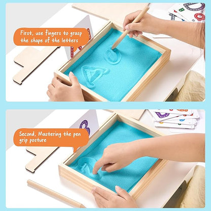 Montessori Sand Tray for Kids,Writing Play Sand Tray with Lid for Classroom Practice Writing Letters and Numbers