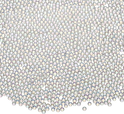 Iridescent Glass Tiny Bubble Beads, 1.5-2.0mm 10g No Hole Micro Mini Round White Transparent Water Droplets Beads - Applications: for Resin Filler, Nail Art, Dollhouse Bath Tub