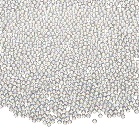 Iridescent Glass Tiny Bubble Beads, 1.5-2.0mm 10g No Hole Micro Mini Round White Transparent Water Droplets Beads - Applications: for Resin Filler, Nail Art, Dollhouse Bath Tub