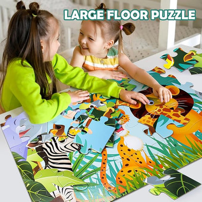 Jumbo Floor Puzzle for Kids Puppies Jigsaw Puzzles 35-Piece Ages 3-5，Preschool Learning Development Toys Large Floor Puzzle for Toddlers&Kids Ages 4-8 Years Old, Best Gift for Boys and Girls