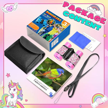 Unicorn Binoculars Toys for Kids 3 4 5 6 7 8 Year Old Girls Christmas Birthday Gifts for Girl Kid Toddler Ages 3-5 4-6 Toddlers Pink Binoculars Toys Bird Watching Outdoor Camping Toy Stocking Stuffers