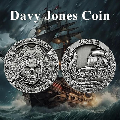 CHURYUML Davy Jones Coin A Pirates Life Down to Davy Jones Locker Pirate Enthusiasts Collectible Pirate Themed Party Gifts