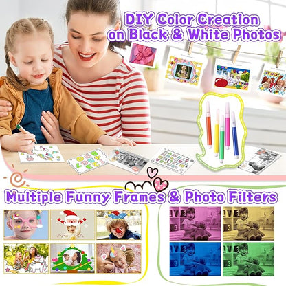 Kids Instant Print Camera, Christmas & Birthday Gift for Girls & Boys, Digital Camera with 32GB Card, 1080P Video, Portable Purple Toy for Ages 3-10