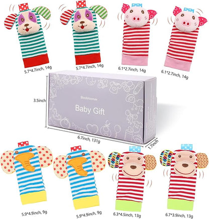 BLOOBLOOMAX Sock rattles for Babies 0-24 Months Baby Animal Foot Finder Educational Toys