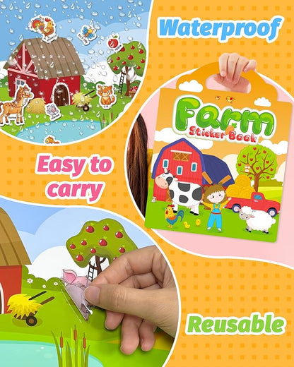 Reusable Sticker Book for Toddlers 2-4 Years, Stickers for Kids, Toddler Craft Activities, Toddler Travel Toys Ages 2+ Boy Girl Birthday Gifts