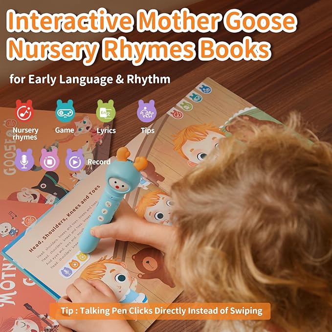 alilo Talking Pen Books Sets for Toddlers 2-6, Kids Learning Electronic Toys, Early Educational Gifts for Boys Girls, with 3 Interactive Audio Sound Books, 100 Talking Flash Cards, Alphabet