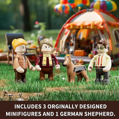 Funwhole Lookout Campground Lighting Building-Bricks Set - Retro Wild Lookout Tower Camping Car and Family Minifigures LED Light Building Set 1426 Pcs for Adults and Teen