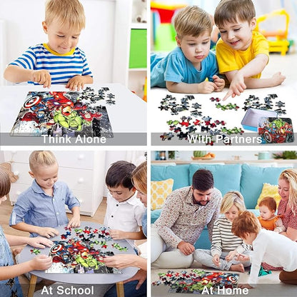 LELEMON Puzzles for Kids Ages 4-8,100 Piece Puzzles for Kids in a Metal Box, Educational Childrens Jigsaw Puzzles 100 Piece Puzzle Games Puzzle Toys for Girls and Boys