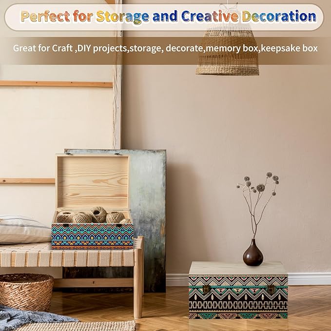 Large Wooden Box 14'' x 10.4'' x 6.5'' Unfinished Wood Box with Hinged Lid Wooden Boxes for Crafts,Storage,DIY, Large Keepsake Wood Unfinished Pine Box for Paint,Wood Burning