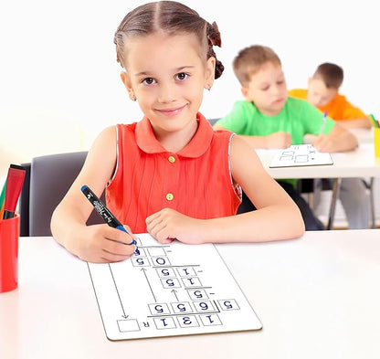 Dry Erase Multiplication & Division Board 9"x12" Double Sided Practice Whiteboard with 2x1 & 2x2 Digit Multiplication for Home, School, Classroom, Kids, Students Math Manipulatives Lapboard