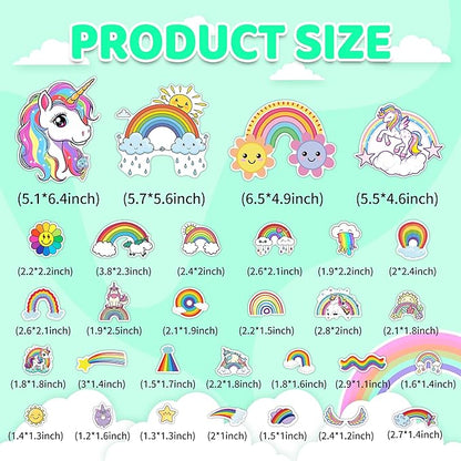 Glow in The Dark Unicorn and Rainbow Wall Decals, Stars Stickers for Baby Girls Room, Luminous Ceiling Decor for Bedroom Playroom Nursery