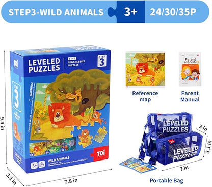 TOI Leveled Puzzles for Kids Aged 3 and Up, Toddler Puzzle Preschool Learning Jigsaw Puzzles, Large Pieces Educational Game for Boys Girls, Cognitive Story Step 3